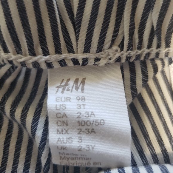H&M Striped Shorts Lightweight Drawstring Elastic Waistband Size 3T 100% Cotton - Picture 3 of 3